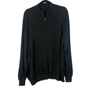 Britches Men's Dark Gray Merino Wool Blend 1/4 Zip XXL Pullover Sweater